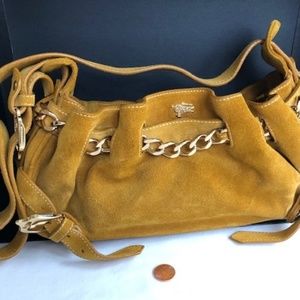 Burberry Gold Suede Leather Shoulder Bag